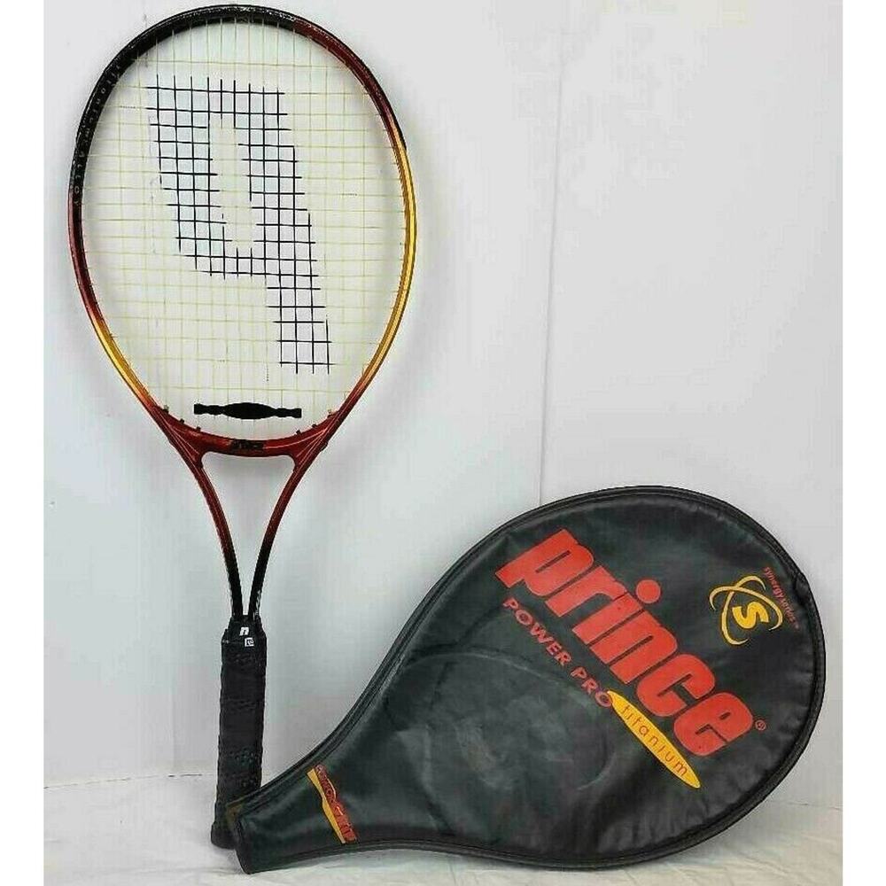 Prince Power Pro Titanium Tennis Racquet Red & Gold Racket With Head Cover